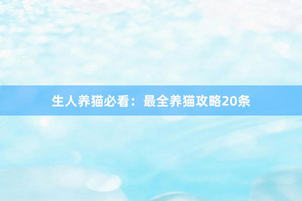 生人养猫必看：最全养猫攻略20条